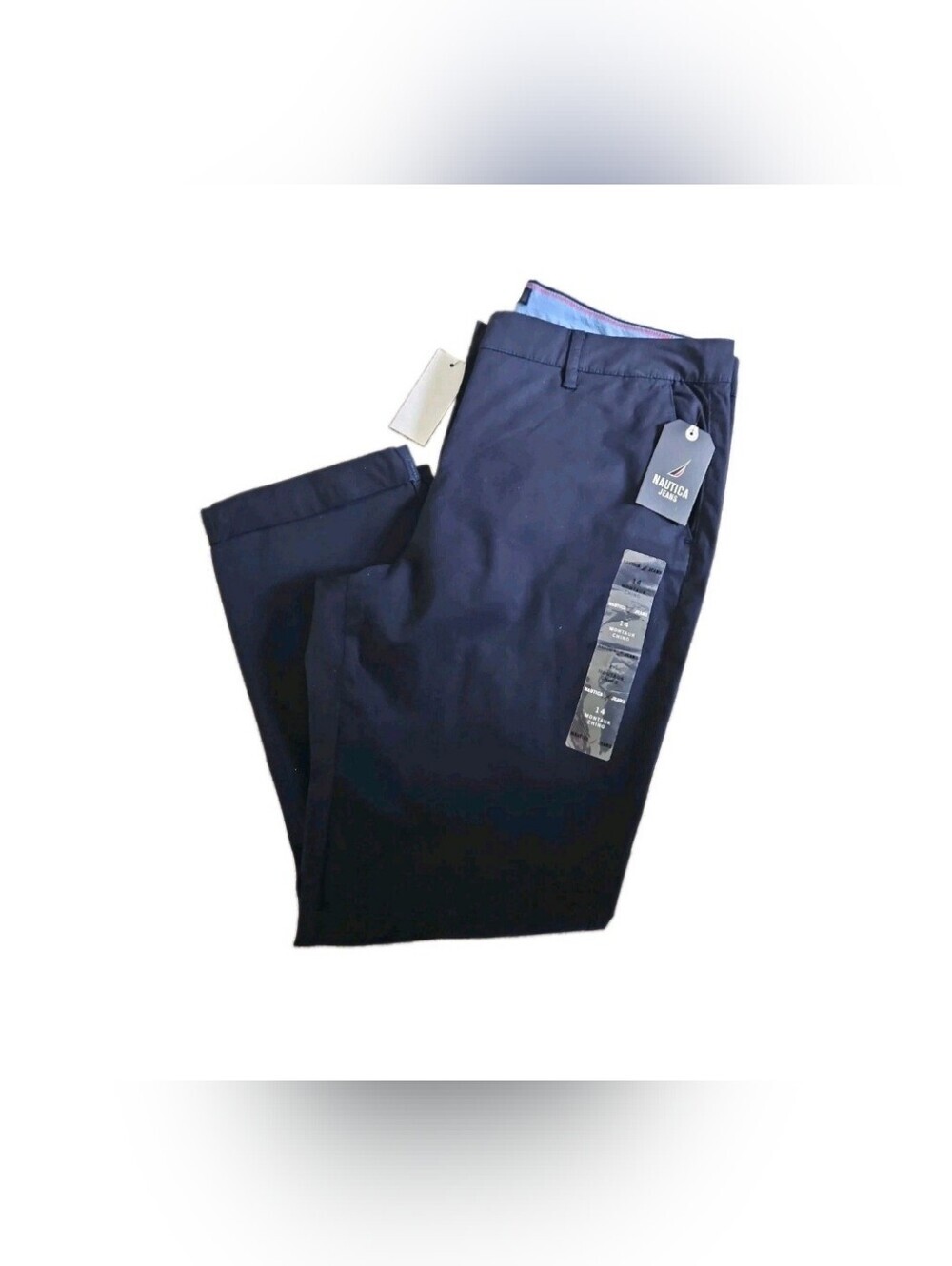 Nautica Jeans The Montauk Chino Size 14 NWT Navy Mid Rise Straight Ankle Pant.